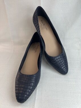 Kim Rogers, navy blue python embossed 2 inch heels